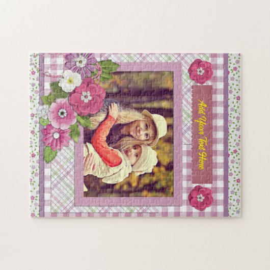 写真パーソナライズされたフレームとカスタム文字 ジグソーパズル (横)