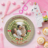 写真パーソナライズされたフレーム及びクリスマスリースP ペーパープレート (パーティー)