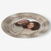 写真パーソナライズされたプレート。結婚s、ウェディングシャワー ペーパープレート (アングル)