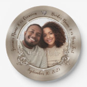 写真パーソナライズされたプレート。結婚s、ウェディングシャワー ペーパープレート (正面)