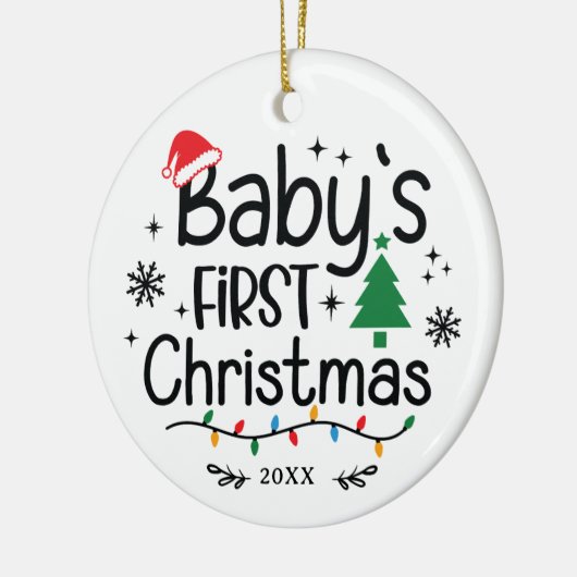 写真パーソナライズされたベビーの初めてのクリスマス セラミックオーナメント (左)