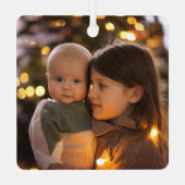 写真パーソナライズされたベビーの初めてのクリスマス メタルオーナメント (裏面)