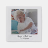 写真パーソナライズされたベビーキッズ第1回誕生日 スタンダードカクテルナプキン (正面)