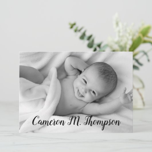 写真パーソナライズされたベビーモダン誕生発表 案内状 (スタンド正面)