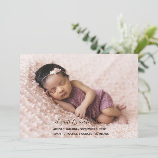 写真パーソナライズされたベビー生誕通知カード 案内状 (スタンド正面)
