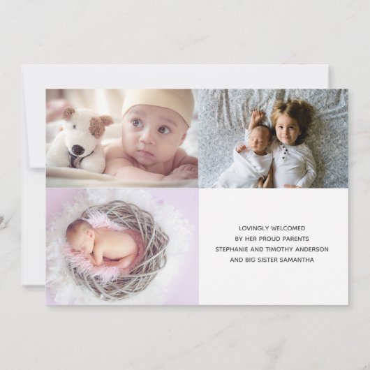 写真パーソナライズされたベビー生誕通知カード 案内状 (裏面)