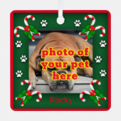 写真パーソナライズされたペットのクリスマスツリー メタルオーナメント (正面)