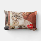 写真パーソナライズされたペット犬ファミリー猫テンプレート ランバークッション (裏面)