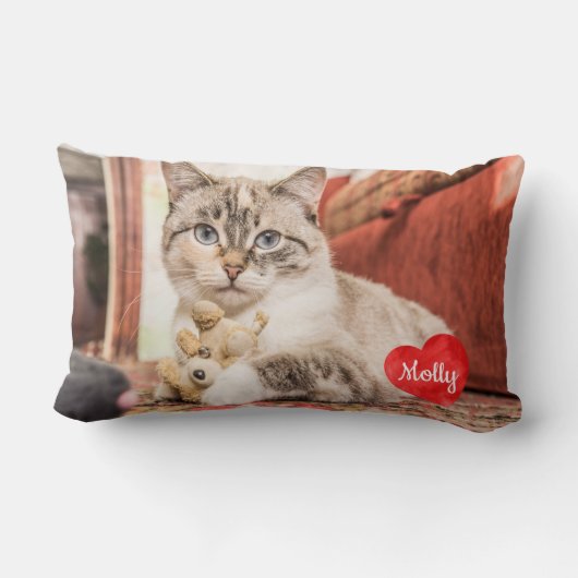 写真パーソナライズされたペット犬ファミリー猫テンプレート ランバークッション (裏面)