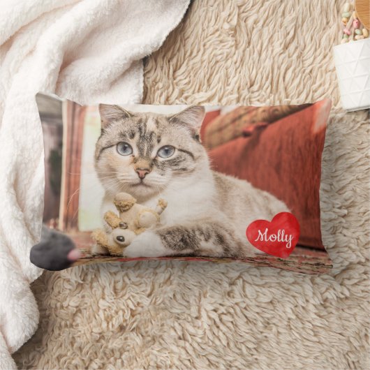 写真パーソナライズされたペット犬ファミリー猫テンプレート ランバークッション (ブランケット)