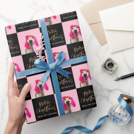 写真パーソナライズされたペット犬メリークリスマス ラッピングペーパー