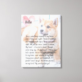 写真パーソナライズされたペット記念詩キャンバス キャンバスプリント