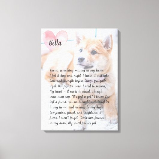 写真パーソナライズされたペット記念詩キャンバス キャンバスプリント (正面)