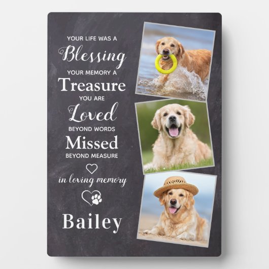 写真パーソナライズされたペット遺失ギフトドッグ記念プラ フォトプラーク (正面)