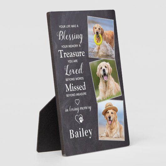 写真パーソナライズされたペット遺失ギフトドッグ記念プラ フォトプラーク (側面)