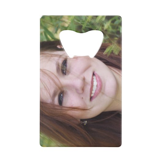 写真パーソナライズされたボトルオープナー。自分で作れ! クレジットカード栓抜き (正面)