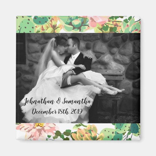 写真パーソナライズされたマグネットボヘミアンサボテン マグネット (正面)