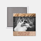 写真パーソナライズされたマグネット小麦のBurlap Sack Cou マグネット (正面/裏面)