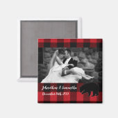 写真パーソナライズされたマグネット赤バッファローPlaid Bear マグネット (正面/裏面)