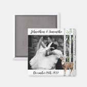 写真パーソナライズされたマグネット鹿DoeウッドランドバックL マグネット (正面/裏面)