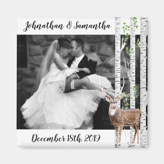 写真パーソナライズされたマグネット鹿DoeウッドランドバックL マグネット (正面)