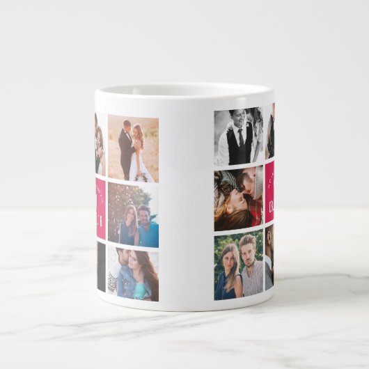 写真パーソナライズされたマグ結婚した写真 ジャンボコーヒーマグカップ (正面)