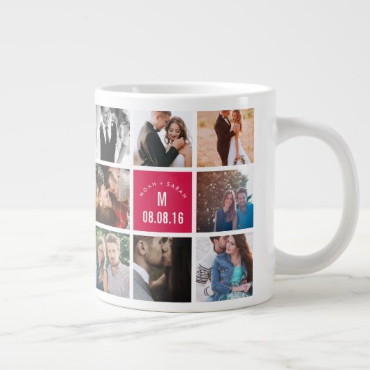 写真パーソナライズされたマグ結婚した写真 ジャンボコーヒーマグカップ (右)