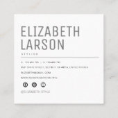 写真パーソナライズされたミニマモダンリスト広場 スクエア名刺 (裏面)