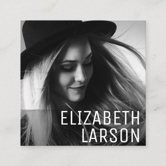 写真パーソナライズされたミニマモダンリスト広場 スクエア名刺 (正面)