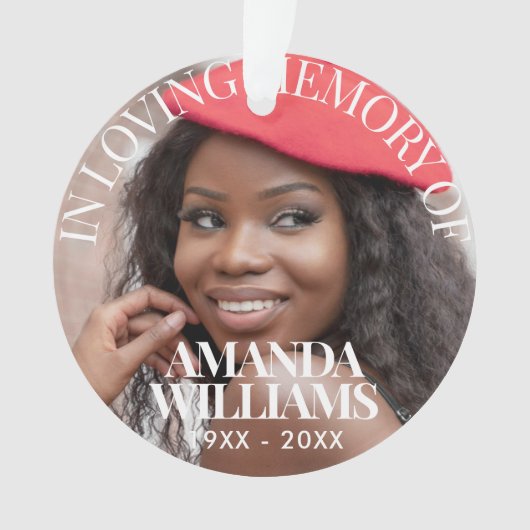 写真パーソナライズされたメモリアルレッド オーナメント (正面)