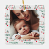 写真パーソナライズされたメリークリスマスおもしろいカラフル、 セラミックオーナメント (正面)