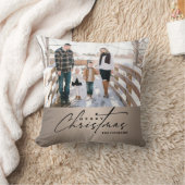 写真パーソナライズされたメリークリスマススクリプトファミリー クッション (ブランケット)