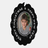 写真パーソナライズされたメリークリスマスハッピーニューイヤー オーナメントカード (右)