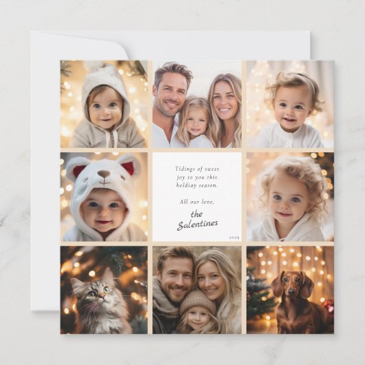 写真パーソナライズされたモダンコラージクリスマス シーズンカード (正面)