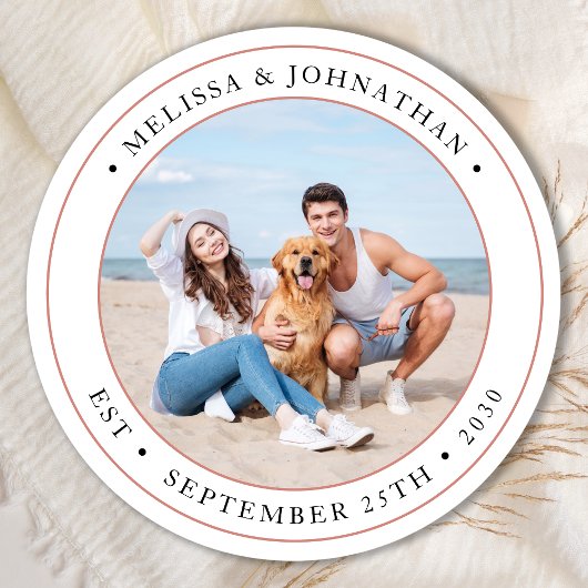 写真パーソナライズされたモダン結婚の ラウンドシール
