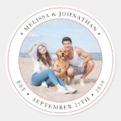 写真パーソナライズされたモダン結婚の ラウンドシール (正面)