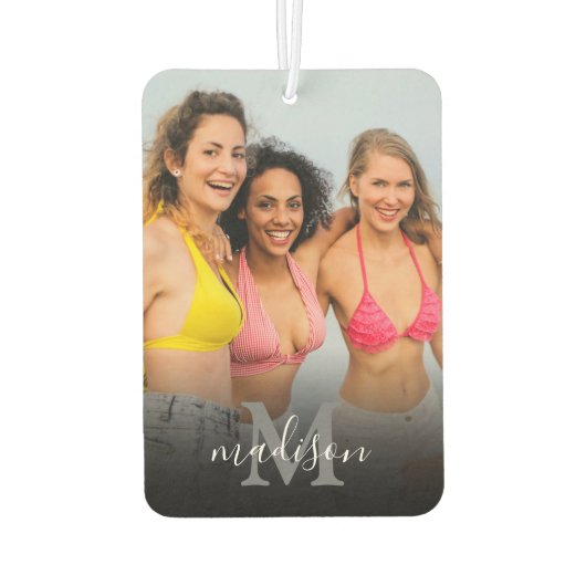 写真パーソナライズされたモノグラム名 カーエアーフレッシュナー (裏面)