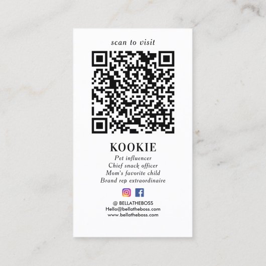 写真パーソナライズされたモノグラムQRコードSNS 名刺 (裏面)