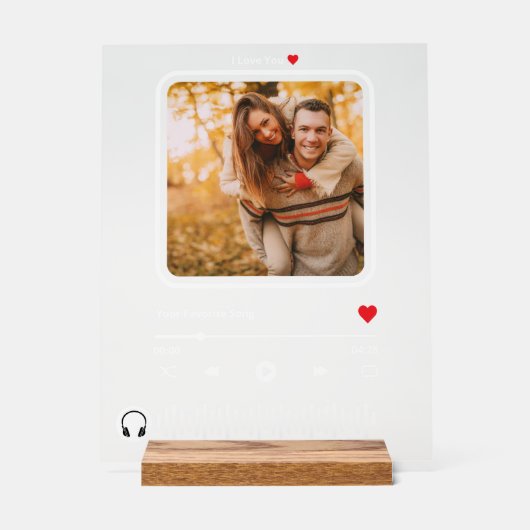 写真パーソナライズされたラブミュージックプラーク アクリルサイン (正面)