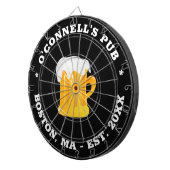 写真パーソナライズされたロゴ名est date sign black ダーツボード (正面右)