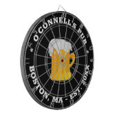 写真パーソナライズされたロゴ名est date sign black ダーツボード (正面左)