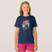 写真パーソナライズされたヴィンテージカメラ花 Tシャツ (正面フル)