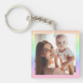 写真パーソナライズされた両面レインボーカラフルおもしろい キーホルダー