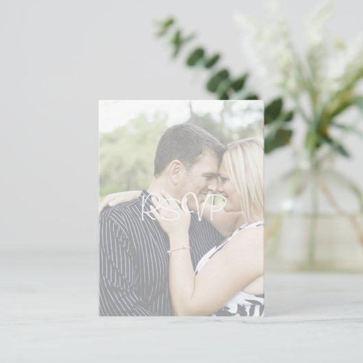 写真パーソナライズされた付きウェディングRSVP インビテーションポストカード (スタンド正面)