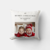 「写真パーソナライズされた付きクリスマスのメリーギフト クッション (正面)