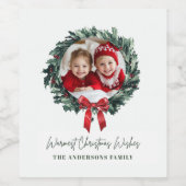写真パーソナライズされた付きクリスマスリースラベル ワインラベル (シングルラベル)
