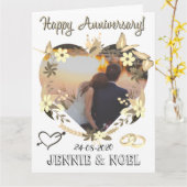 写真パーソナライズされた付きハッピーアニバーサリーカード カード (黄色い花)