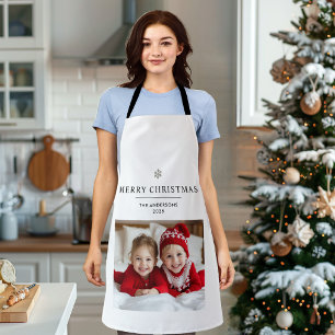 「写真パーソナライズされた付きメリークリスマスエプロン エプロン