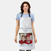 「写真パーソナライズされた付きメリークリスマスエプロン エプロン (着用した状態)