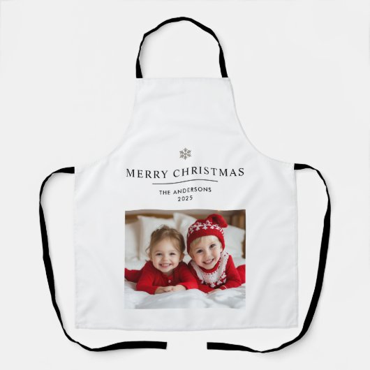 「写真パーソナライズされた付きメリークリスマスエプロン エプロン (正面)